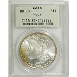 1881-S S$1 MS67 PCGS. Fully struck with dazzling, coru