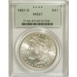 1881-S S$1 MS67 PCGS. Fully struck and essentially bri