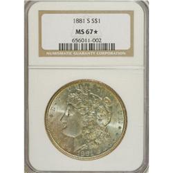 1881-S S$1 MS67 S NGC. Fully struck with bright, coru