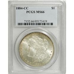 1884-CC S$1 MS66 PCGS. Low intensity golden-brown, lav