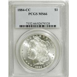 1884-CC S$1 MS66 PCGS. A wisp or two of light color oc