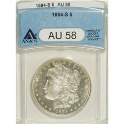 1884-S S$1 AU58 ANACS. Bright, untoned surfaces exhibi