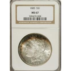 1885 S$1 MS67 NGC. Blushes of golden-brown, ruby-red,