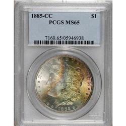 1885-CC S$1 MS65 PCGS. Lovely rainbow toning presents