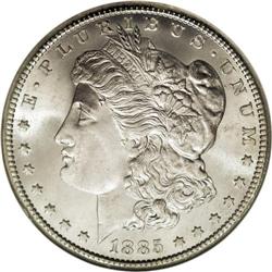 1885-CC S$1 MS67 NGC. The death of Carson City Mint Su