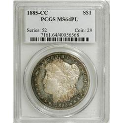 1885-CC S$1 MS64 Prooflike PCGS. Well struck with inte