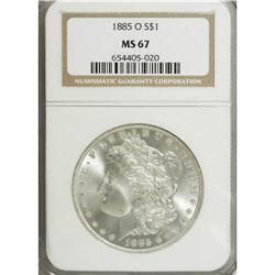 1885-O S$1 MS67 PCGS. The pearl-gray surfaces exude a