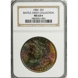 1886 S$1 MS65 S NGC. Ex: Battle Creek Collection. Viv