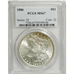 1886 S$1 MS67 PCGS. Very sharply struck and brilliant