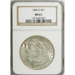 1886-O S$1 MS61 NGC. The 1886-O is common in VF, as ex