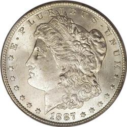1887-O S$1 MS65 PCGS. Pleasing silver surfaces have sa