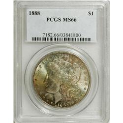1888 S$1 MS66 PCGS. Gorgeous obverse toning in shades