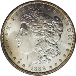 1888 S$1 MS67 NGC. Ex: Binion Collection. Attractive a