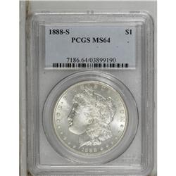 1888-S S$1 MS64 PCGS. A lovely sheen encompasses the b