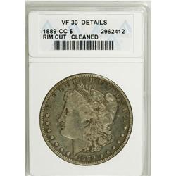 1889-CC S$1 --Rim Cut, Cleaned--ANACS. VF30 Details. Th