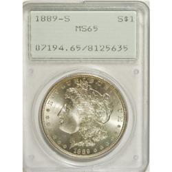 1889-S S$1 MS65 PCGS. This thoroughly lustrous Gem is