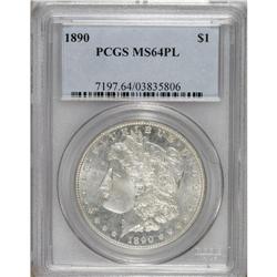 1890 S$1 MS64 Prooflike PCGS. Virtually white surfaces