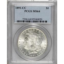 1891-CC S$1 MS64 PCGS. Usually only available in circu
