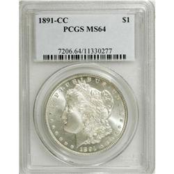 1891-CC S$1 MS64 PCGS. Well struck except for a touch