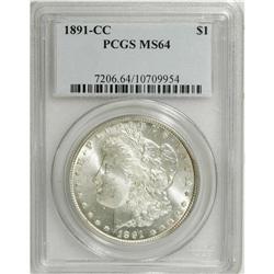 1891-CC S$1 MS64 PCGS. This thoroughly lustrous Choice