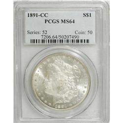 1891-CC S$1 MS64 PCGS. Light tan patina graces this lu