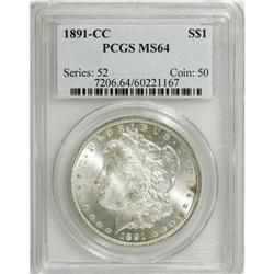 1891-CC S$1 MS64 PCGS. A few wisps of orange-tan color