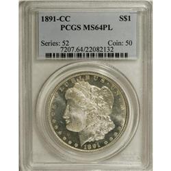 1891-CC S$1 MS64 Prooflike PCGS. Flashy, moderately re