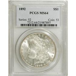1892 S$1 MS64 PCGS. Light tan-brown color accompanies