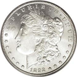 1892-CC S$1 MS64 PCGS. A blazing near-Gem example with