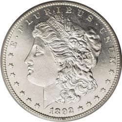 1892-CC S$1 MS63 Prooflike PCGS. A scarce Carson City