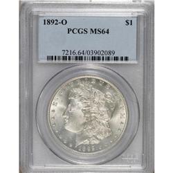 1892-O S$1 MS64 PCGS. Stone-white and intensely lustro