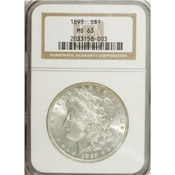 1893 S$1 MS63 NGC. Virtually colorless with only a lig