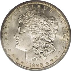 1893-CC S$1 MS63 PCGS. Political squabbles cut short t