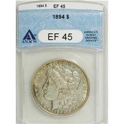 1894 S$1 XF45 ANACS. The legends, stars, and wings dis