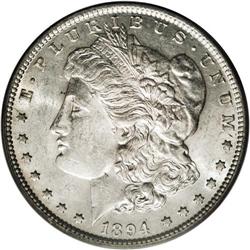 1894 S$1 AU58 PCGS. Certain dates are elusive in high