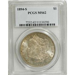 1894-S S$1 MS62 PCGS. A light coating of speckled cham