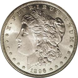 1896 S$1 MS67 NGC. A light golden cast is noted on the