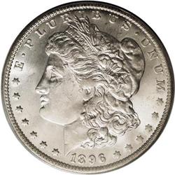 1896-O S$1 MS63 PCGS. The central obverse and reverse