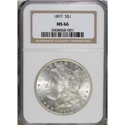 1897 S$1 MS66 NGC. Exquisite definition occurs on the