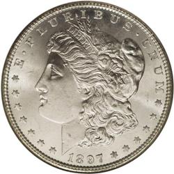 1897 S$1 MS67 NGC. This flashy coin has radiant cartwh