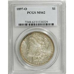 1897-O S$1 MS62 PCGS. Satiny luster and light peripher