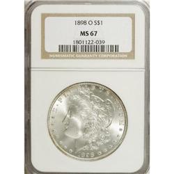 1898-O S$1 MS67 NGC. This captivating Superb Gem displ