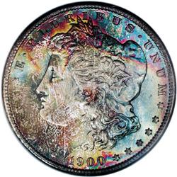 1900-O S$1 MS67 NGC. Well struck with rich, deep rainb