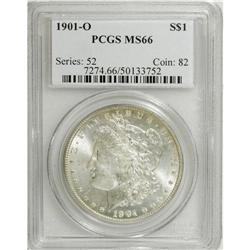 1901-O S$1 MS66 PCGS. Satiny and nicely preserved, wit