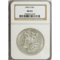 1903-S S$1 AU53 NGC. This AU53 1903-S retains a fair a