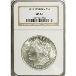 1921 S$1 MS66 NGC. This exquisitely struck Premium Gem