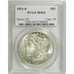 1921-S S$1 MS65 PCGS. Typically weakly struck on the c