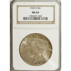 1925-S S$1 MS64 NGC. Pretty low intensity multicolored