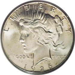 1926 S$1 MS66 PCGS. Delicate greenish-gold and blue-gr