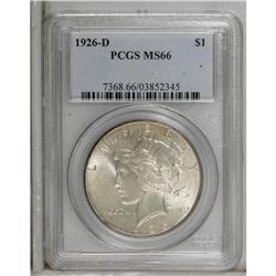 1926-D S$1 MS66 PCGS. This gunmetal-gray and olive Pre
